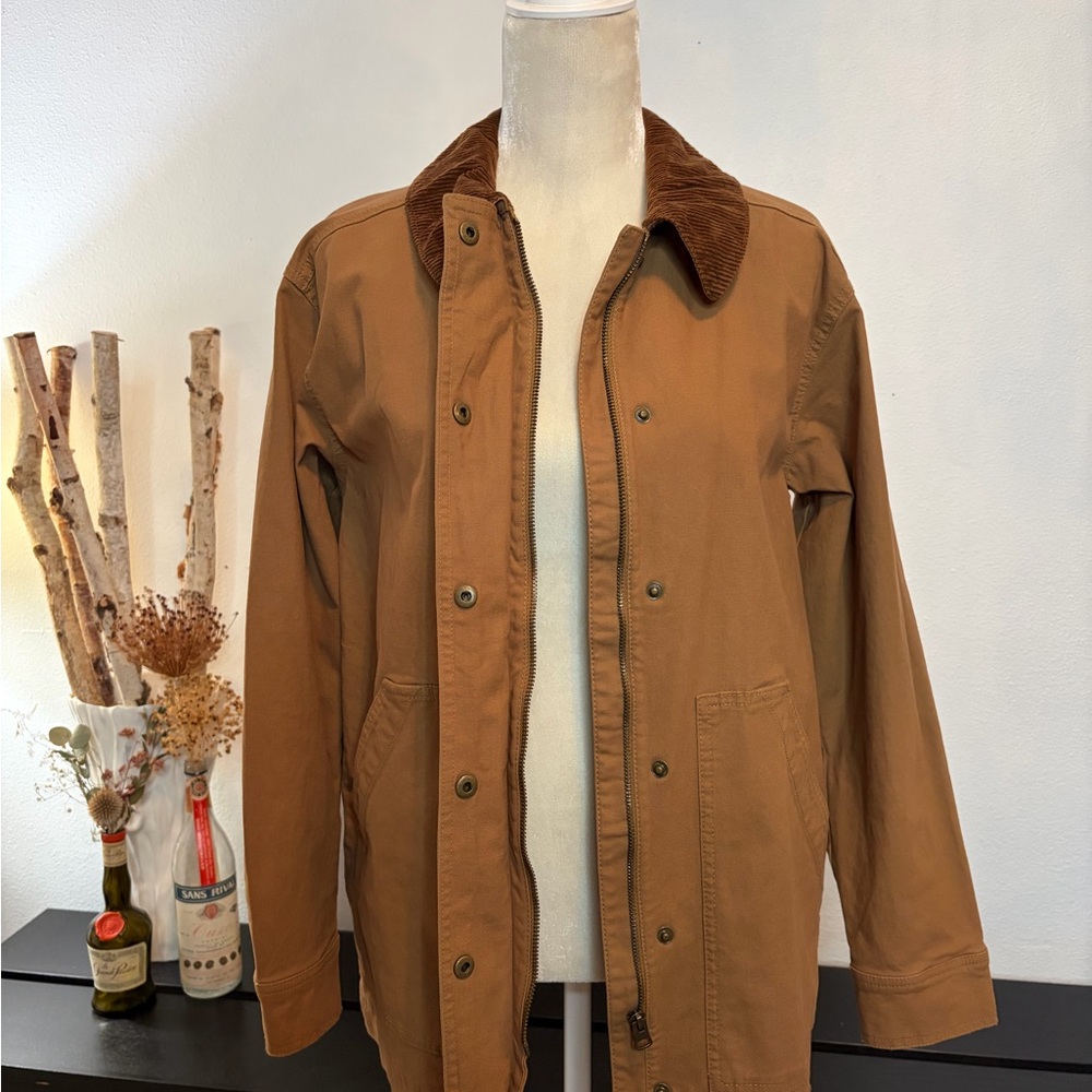 Old Navy Tan Canvas/Barn Jacket with Corduroy Collar - Picture 3 of 13